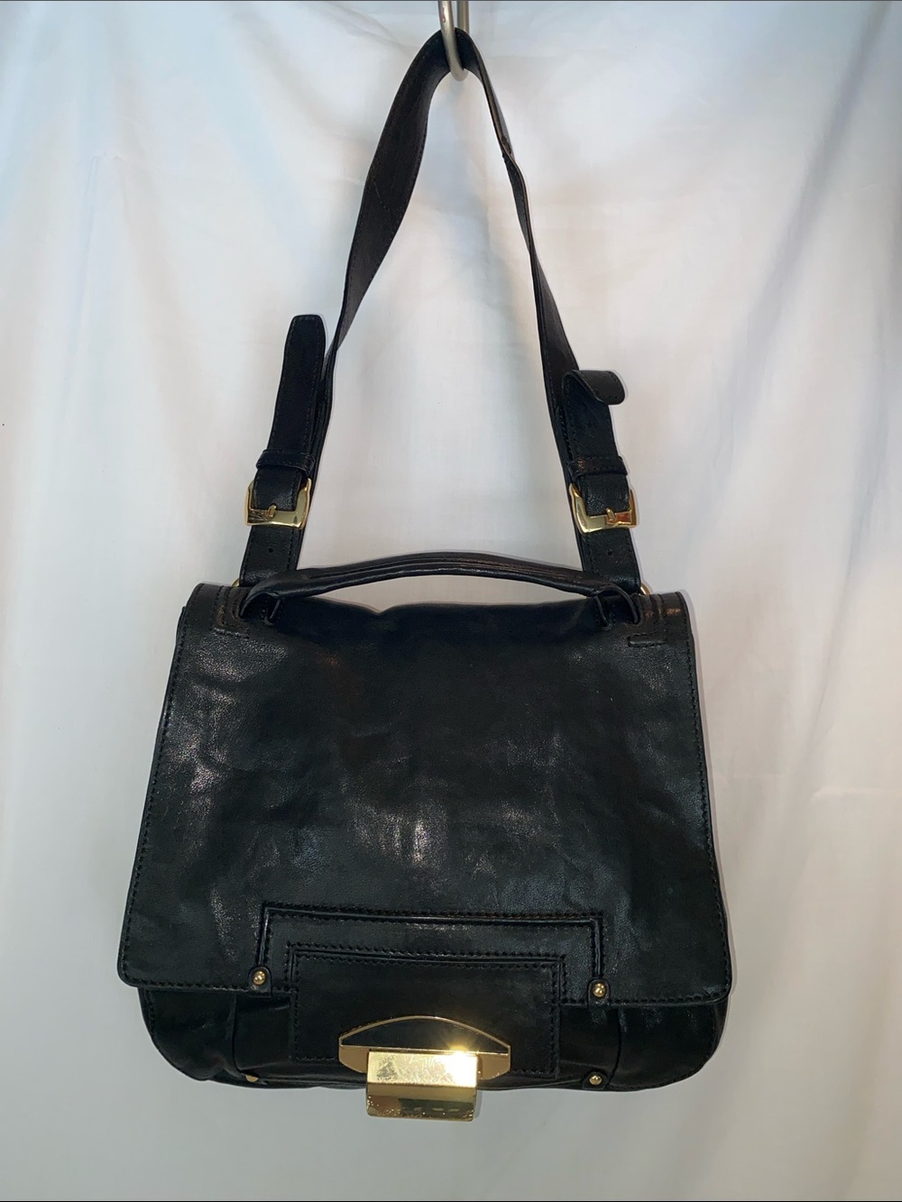 Kooba Smooth Black Leather Shoulder Bag